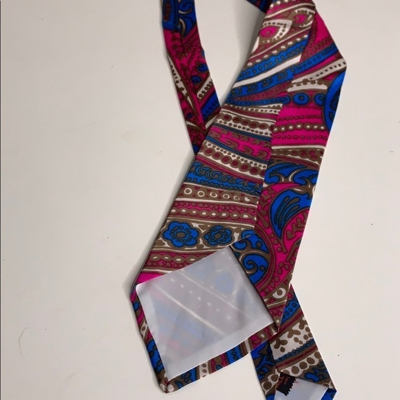 Vintage Silk Paisley Gold Pink Blue Bold Regal Men’s tie bold statement piece - Picture 4 of 6